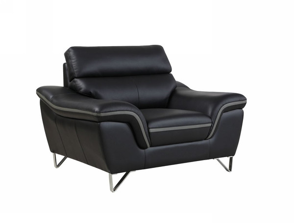 36" Contemporary Black Leather Chair 329497 By Homeroots