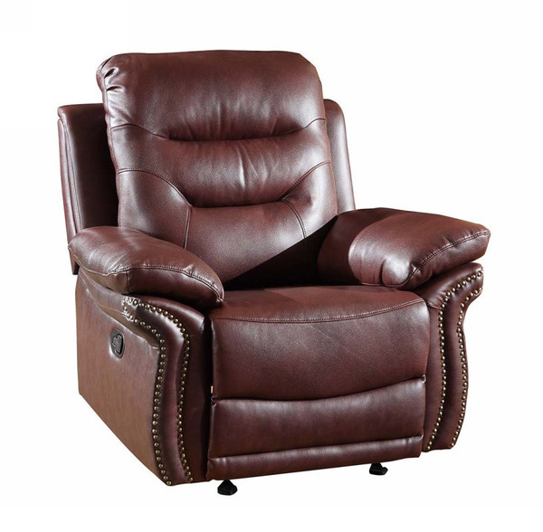 44" Comfortable Burgundy Leather Chair 329428 By Homeroots