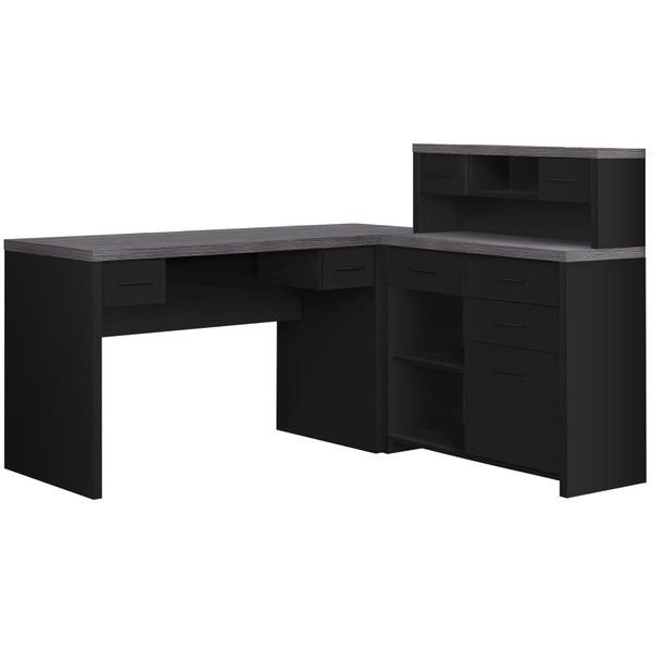 59" X 62.75" X 44.75" Black, Grey, Particle Board, Hollow-Core - Computer Desk 333528 By Homeroots