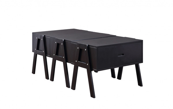 25" X 48" X 20" Black Wood Veneer Coffee Table (Convertible) 347448 By Homeroots