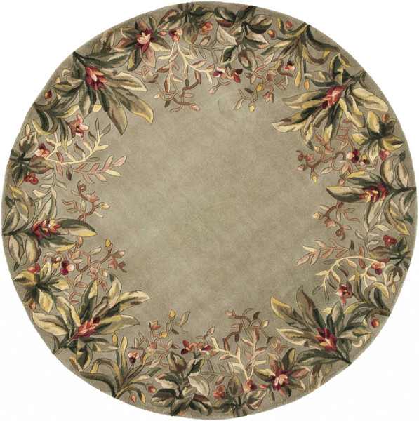 7'6" Round Wool Sage Area Rug 350236 By Homeroots