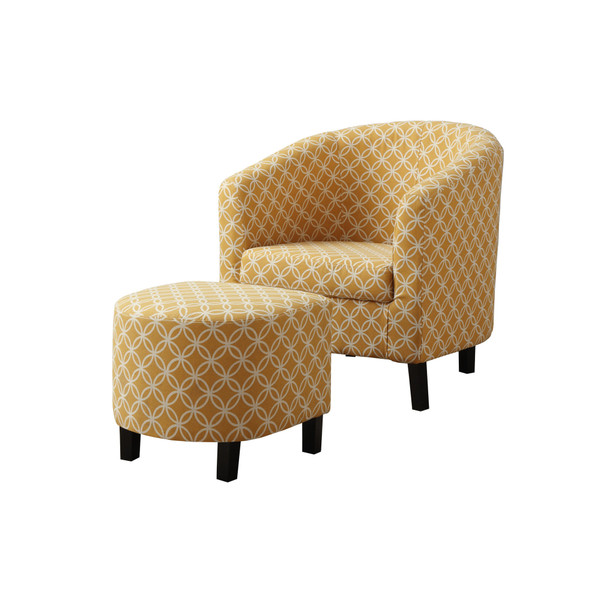 45.5" X 49" X 45.5" Yellow, Black, Foam, Solid Wood, Cotton, Linen - Accent Chair 333612 By Homeroots