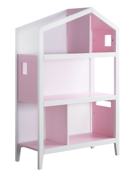 14" X 33" X 50" White Pink Wood Bookcase 347521 By Homeroots