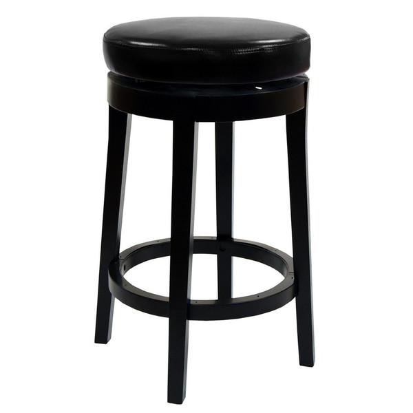 Armen Living Mbs-450 26" Backless Black Leather Swivel Counter Stool - LC450BABL26