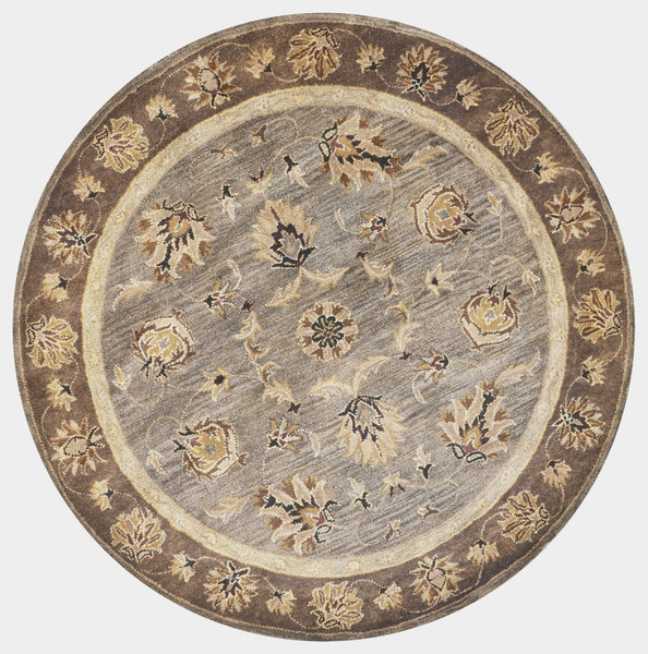 5'6" Round Wool Grey/Mocha Area Rug 352887 By Homeroots