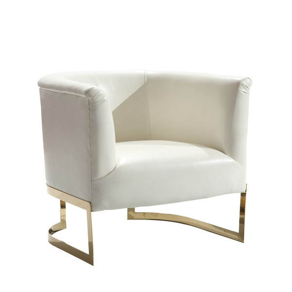 Armen Living Elite Accent White Chair - Gold - LC560CHWH