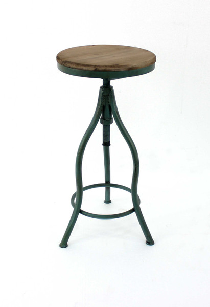 19" X 18.5" X 32" Teal, Vintage, Metal Frame And Wood Top - Bar Stool 274410 By Homeroots
