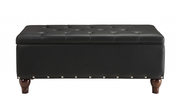18" X 42" X 18" Black Pu Upholstery Wood Leg Bench W/Storage 347534 By Homeroots
