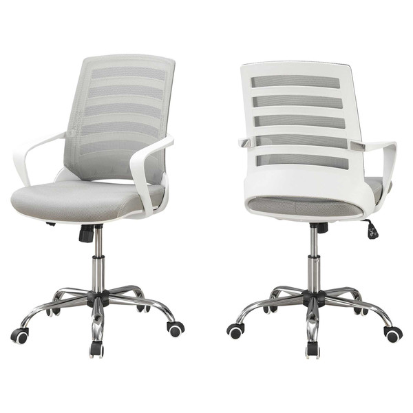 24.25" X 24" X 39" White, Grey, Foam, Metal, Nylon, - Multi Position Office Chair 333421 By Homeroots