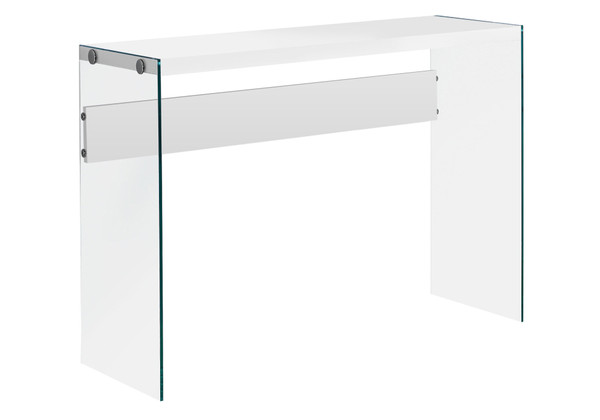 15.75" X 44" X 32" White, Clear, Particle Board, Tempered Glass - Accent Table 333148 By Homeroots