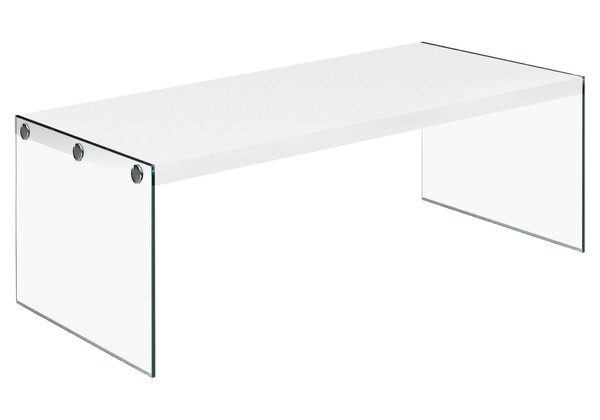 22" X 44" X 16.25" White, Clear, Particle Board, Tempered Glass - Coffee Table 333146 By Homeroots