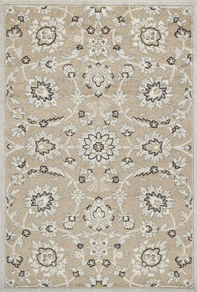 6'7" X 9'6" Uv-Treated Polypropylene Beige/Grey Area Rug 352597 By Homeroots