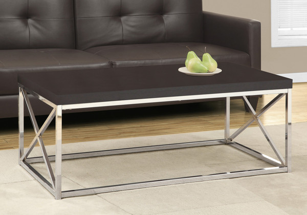 17" Cappuccino Particle Board And Chrome Metal Coffee Table 333138 By Homeroots