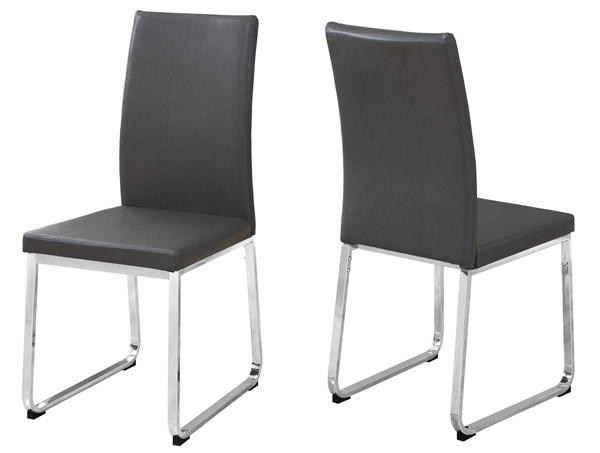 39.5" X 34" X 76" Grey, Foam, Metal, Leather-Look - Dining Chairs 2Pcs 332611 By Homeroots