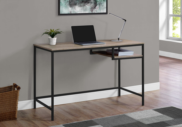 30" Dark Taupe Mdf And Black Metal Computer Desk 333491 By Homeroots