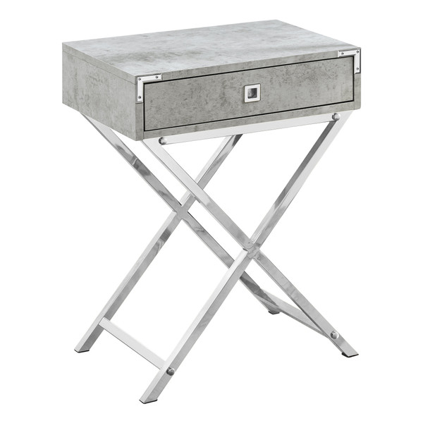 12" X 18.25" X 24" Grey Cement/Chrome Metal - Accent Table 333258 By Homeroots