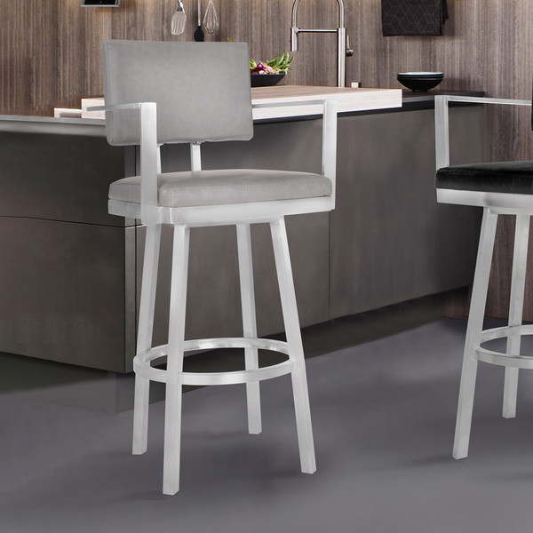 Best Armen Living Counter Height Barstool With Arms In Brushed Stainless Steel