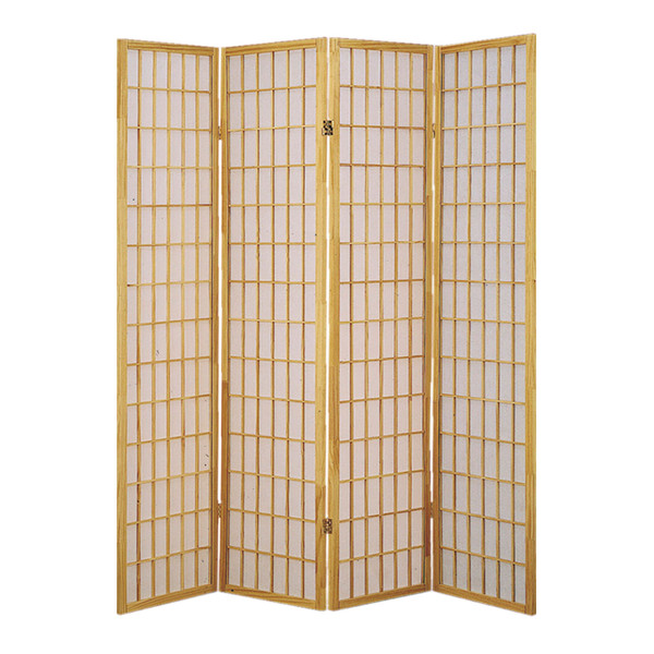 68" X 1" X 70" Natural And Brown, Shoji And Wood - 4 Panel Screen 342785 By Homeroots