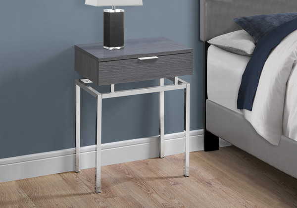 12.75" X 18.25" X 23" Grey/Chrome Metal- Accent Table 333216 By Homeroots