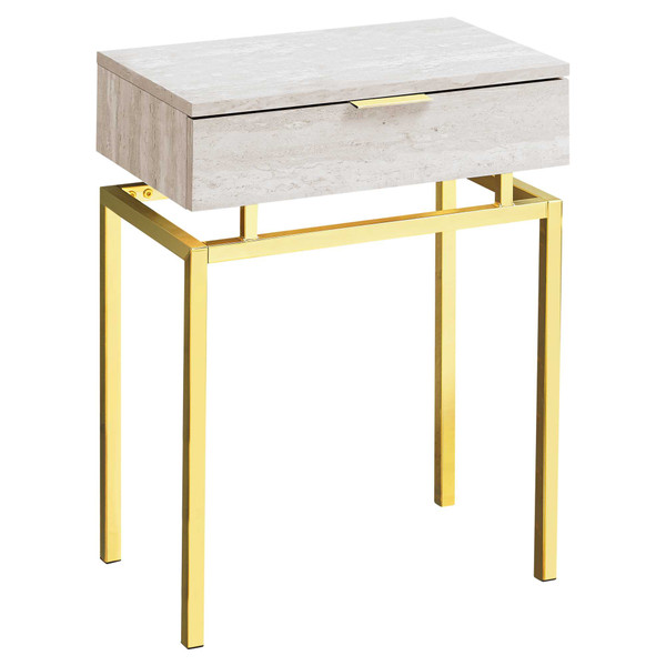 12.75" X 18.25" X 23.25" Beige, Gold, Particle Board, Metal - Accent Table 333215 By Homeroots