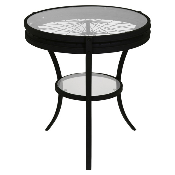 22.5" X 22.5" X 24" Black, Clear, Tempered Glass, Metal - Accent Table 332738 By Homeroots