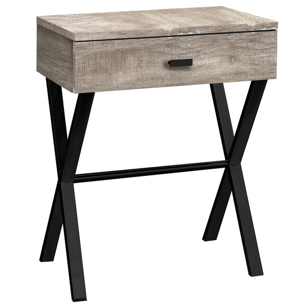 12" X 18.25" X 22.25" Taupe, Black, Particle Board, Metal - Accent Table 333208 By Homeroots