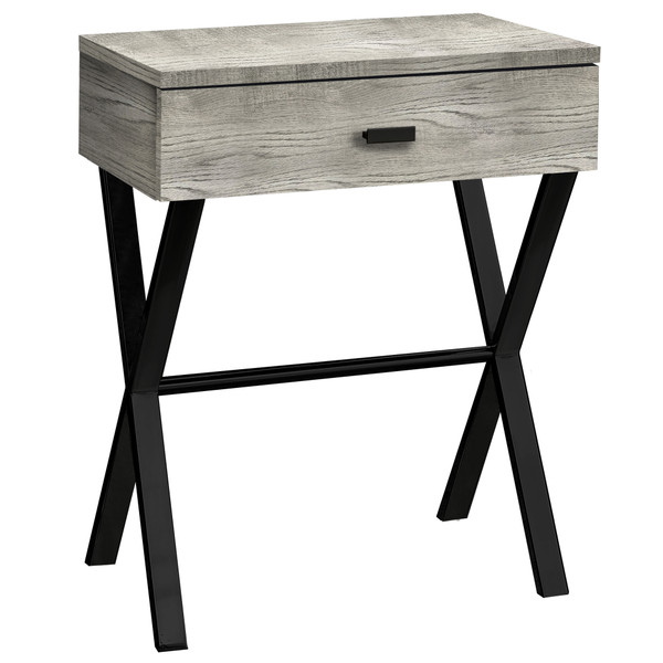 12" X 18.25" X 22.25" Grey, Black, Particle Board, Metal - Accent Table 333207 By Homeroots
