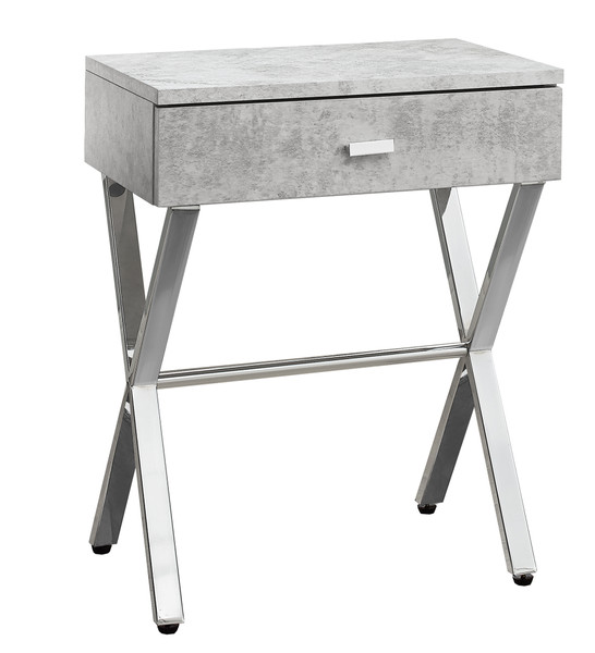 12" X 18.25" X 22.25" Grey, Chrome, Particle Board, Metal - Accent Table 333132 By Homeroots