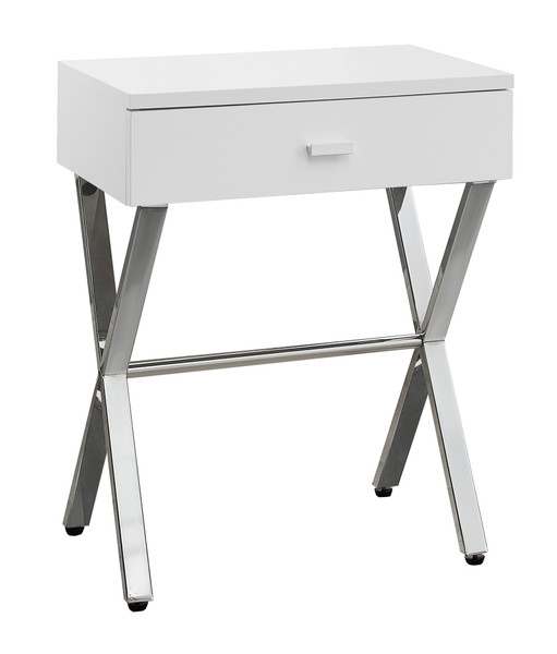 12" X 18.25" X 22.25" White, Chrome, Particle Board, Mdf, Metal - Accent Table 333130 By Homeroots