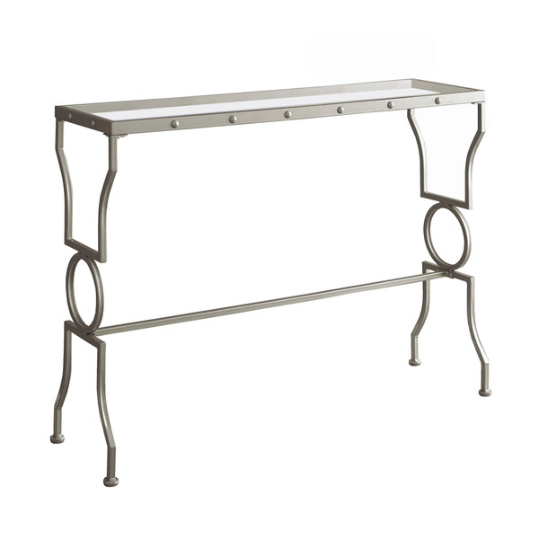 12" X 42" X 31.75" Silver, Clear, Metal, Tempered Glass - Accent Table 333164 By Homeroots