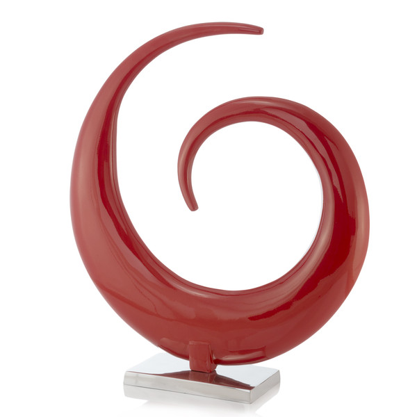 6" X 22.5" X 25.5" Buffed, Red, Extra Large, Spiral - Sculpture 354912 By Homeroots