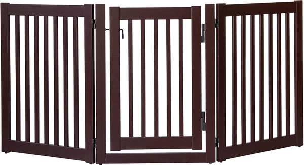 Amish Craftsman Highlander Series Solid Wood Pet Gate - 3 Panel Walk Through - Mahogany DA303 By Dynamic Accents