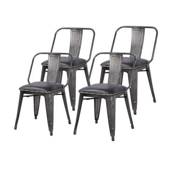 New Pacific Direct Brian Pu Leather Metal Side Chair, (Set Of 4) 9300030-240