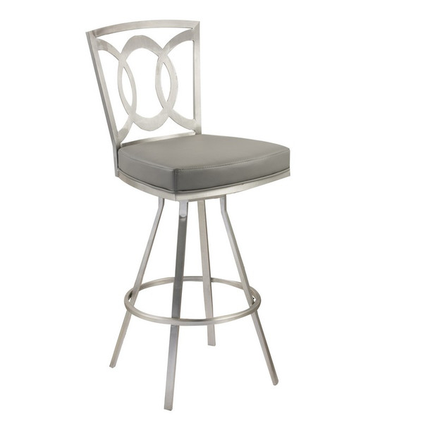 Armen Living Drake 26" Swivel Counter Stool-Gray Seat And Steel - LCDR26SWBAGRB201
