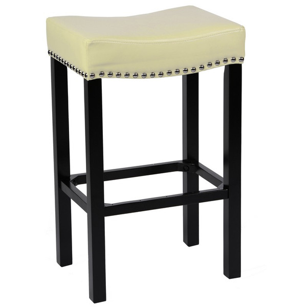 Armen Living Tudor 26" Cream Counter Stool-Bonded Leather - LCMBS013BACR26