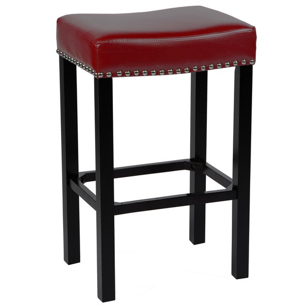 Armen Living Tudor 26" Red Counter Stool - Bonded Leather - LCMBS013BARE26