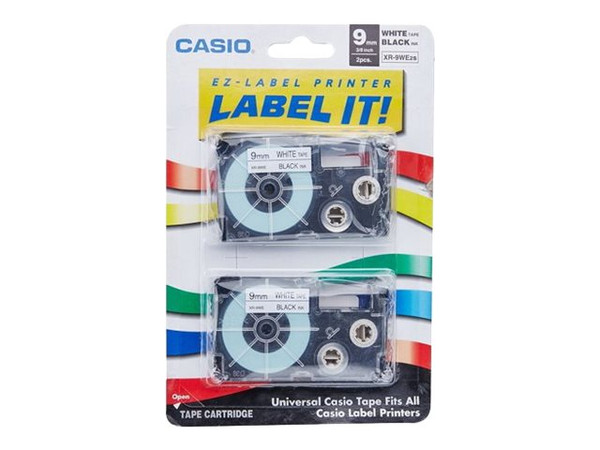 Casio 3/8" Xr Tapes 2Pk 9Mm Black On White CSOXR9WE2S By Arlington