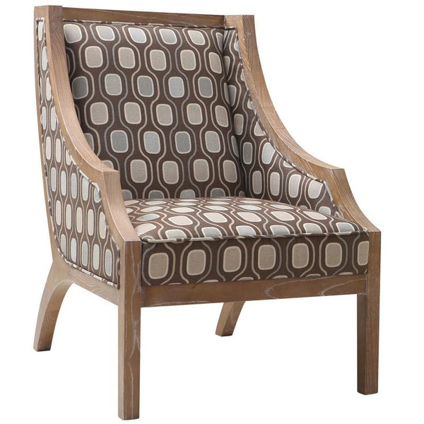 Armen Living Sahara Solid Wood Accent Chair - Multi-Color Fabric LCSA1CR