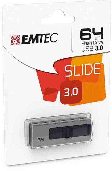 Emtec Slide 3.0 B250 64Gb Usb 3.0 Flash Drive EMCMD64GB253 By Arlington