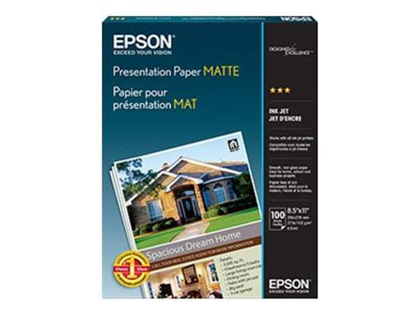 Epson Presentation Paper 100 Sheets Matte 8.5 X 11 EPSS041062 By Arlington