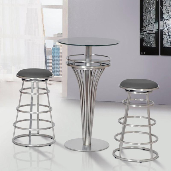 Armen Living Yukon Contemporary Bar Table In Stainless Steel LCYUBTB201TO