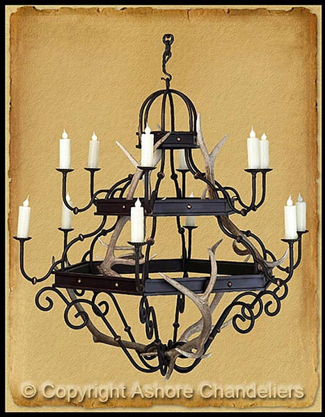 12 Light Venetian w/ Antlers Chandelier In Metal Finish CH-2034-L-WA