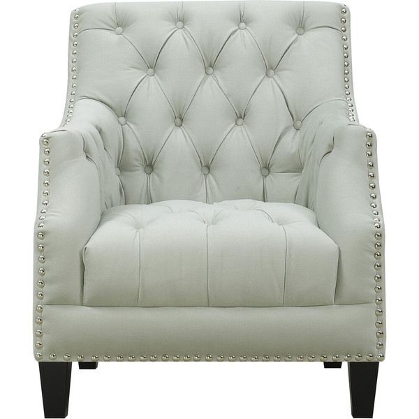 Cambridge Eudora Tufted Accent Chair With Nail Trim, 30"Wx32"Dx36"H 981708-GR