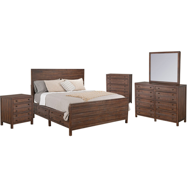 Cambridge Laurel Storage 5 Piece Bedroom Suite: Kbed, Dresser, Mirror, Chest, Nightstand 98134A5K1-RB