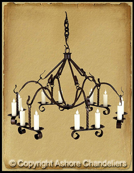 Ashore Round 12 Light Perkins Chandelier In Walnut CH-9114-L