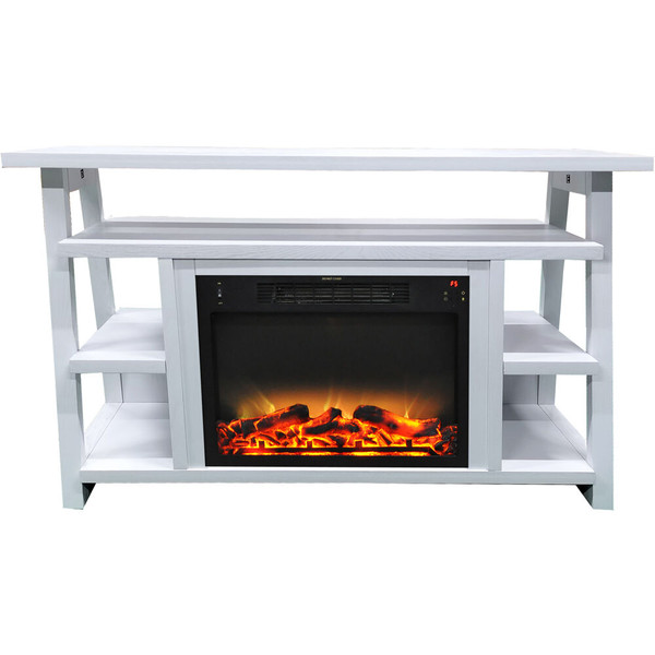 Cambridge 53.1"X15.6"X31.7" Sawyer Fireplace Mantel With Log Land Grate Insert CAM5332-1WWLG2