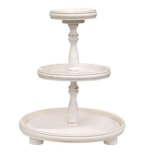 CWI G65162 Shabby Chic Wooden Three-Tiered Tray