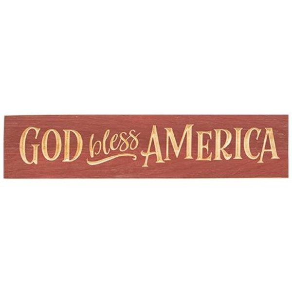 CWI G9294 God Bless America Engraved Sign Barn Red 24"