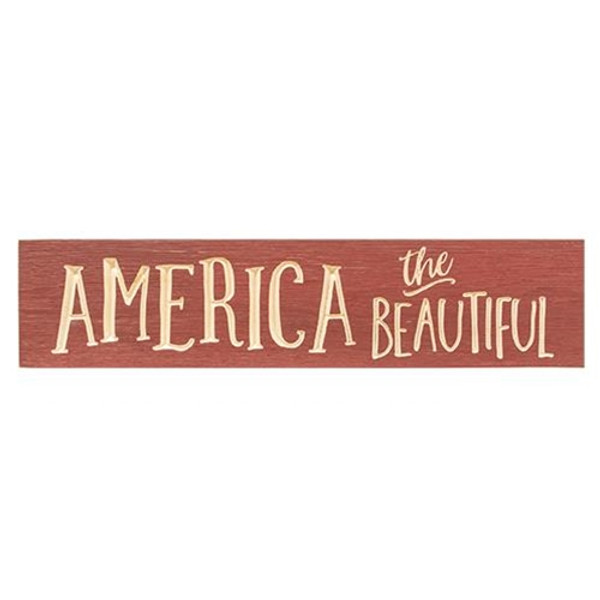 CWI G9296 America The Beautiful Engraved Sign Barn Red 24"