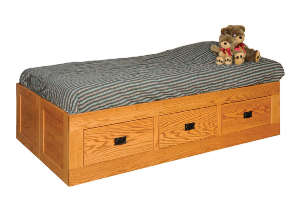 Storage Bed - Queen Red Oak & Brown Maple SB1978Q By J.Miller Woodworking